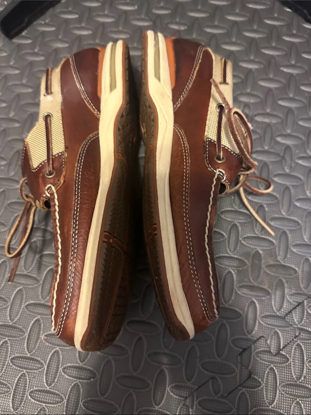Rockport Brown Leather Boat Shoes with Tan Trim